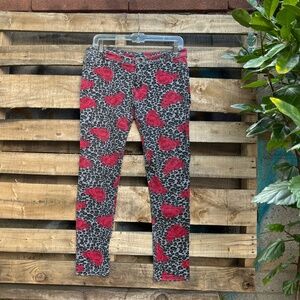 Like An Angel Leopard & Rose Print Skinny Jeans